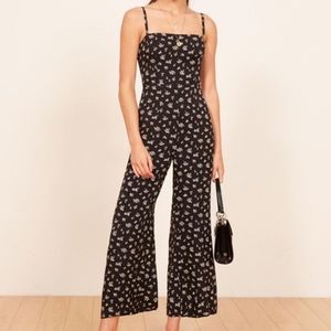 Reformation Black Romper with White Flowers Size 4